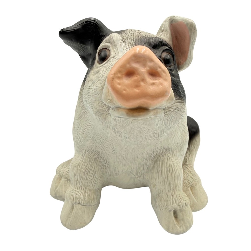 Lefton Piggy Bank 1989 Spotted Pig Black White Ceramic Farmhouse Decor 07176